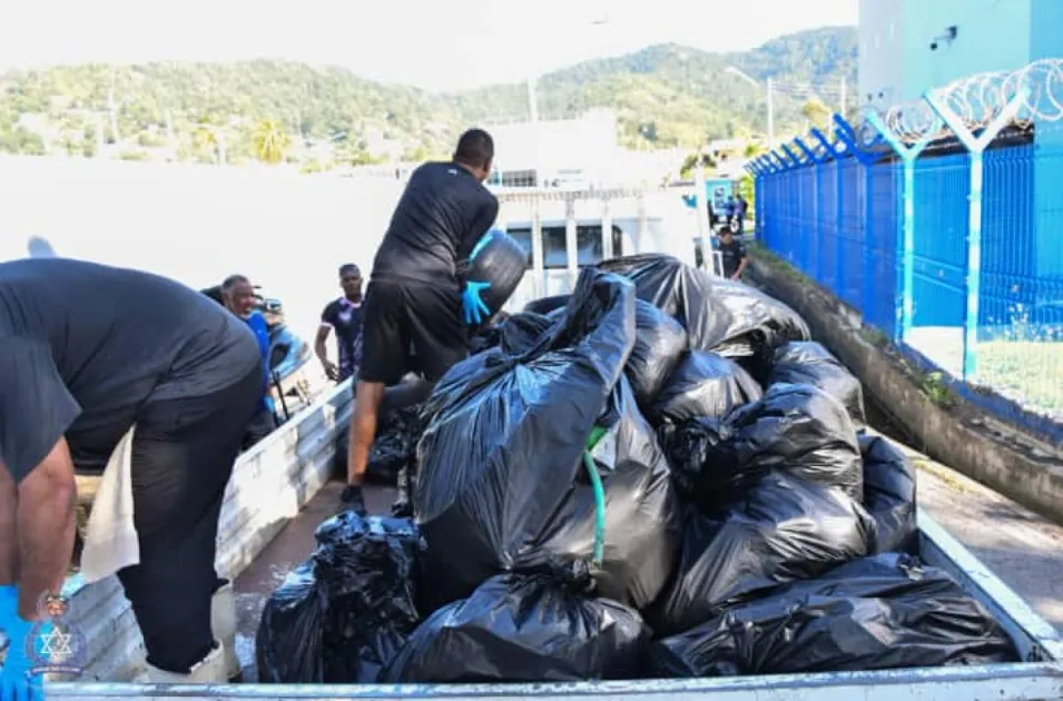 Trinidad and Tobago Police lead Coastal Beach clean-up in Carenage District