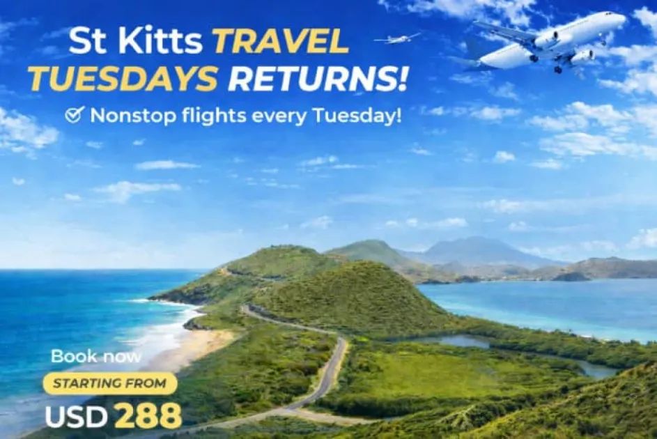 St Kitts Travel Tuesdays return with nonstop flights and round-trip fares from USD 288 