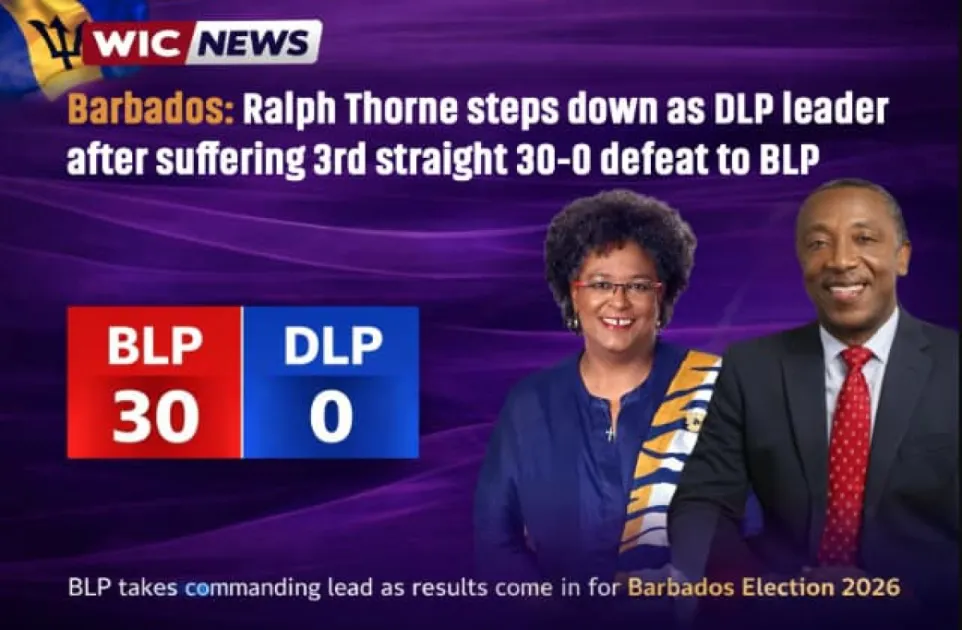Barbados: Ralph Thorne steps down as DLP leader after suffering 3rd strai...