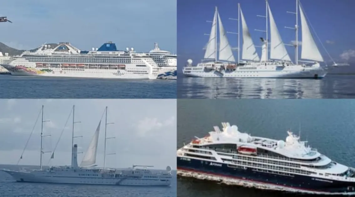 Six major cruise ships simultaneously dock at Port Zante