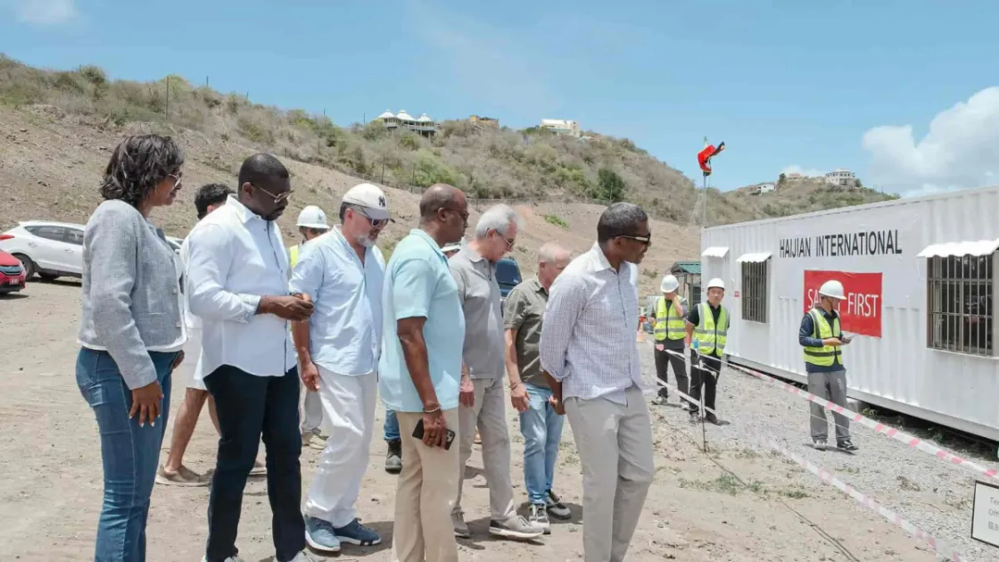 PM Drew, Chairman St Juste reviews progress of Prime Creative Arts Centre
