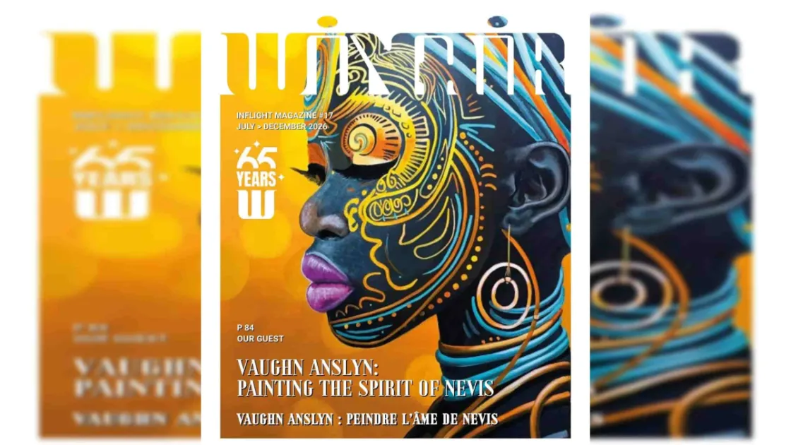Nevisian artist Vaughn Anslyn featured on WINAIR's inflight magazine cove...