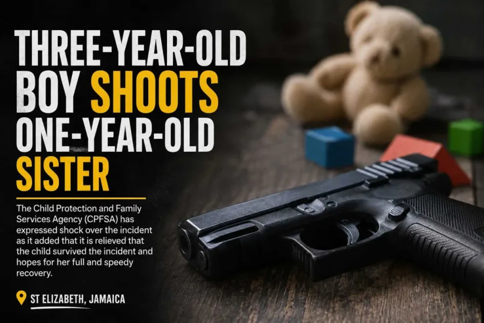 3-year-old boy shoots 1-year-old sister with police father's service gun in Jamaica